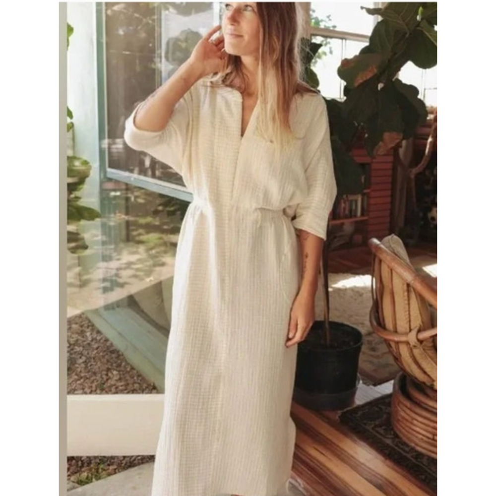 ODDBIRD Sz XL/1XL 1X Ruya Tunic Dress Cream Beige Stripe Cotton Gauze NWT